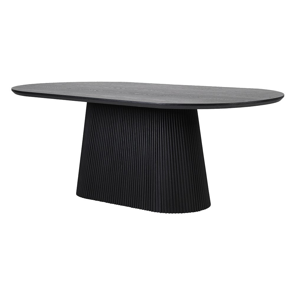 Ribbed Bottom Dining Table - Elegant Oak and Plywood Design - LUXONAS