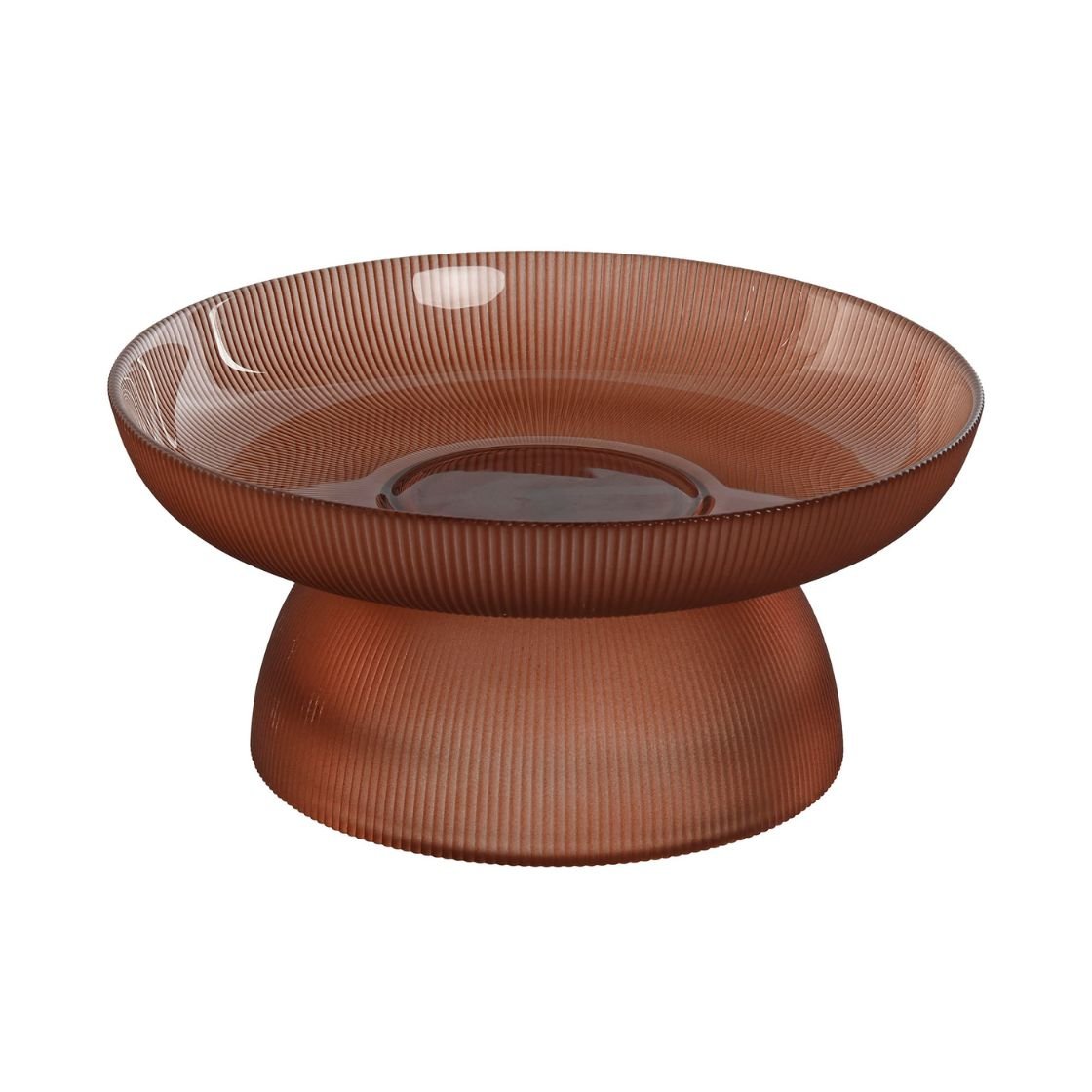 Elegant Burgundy Ribbed Glass Bowl with Base