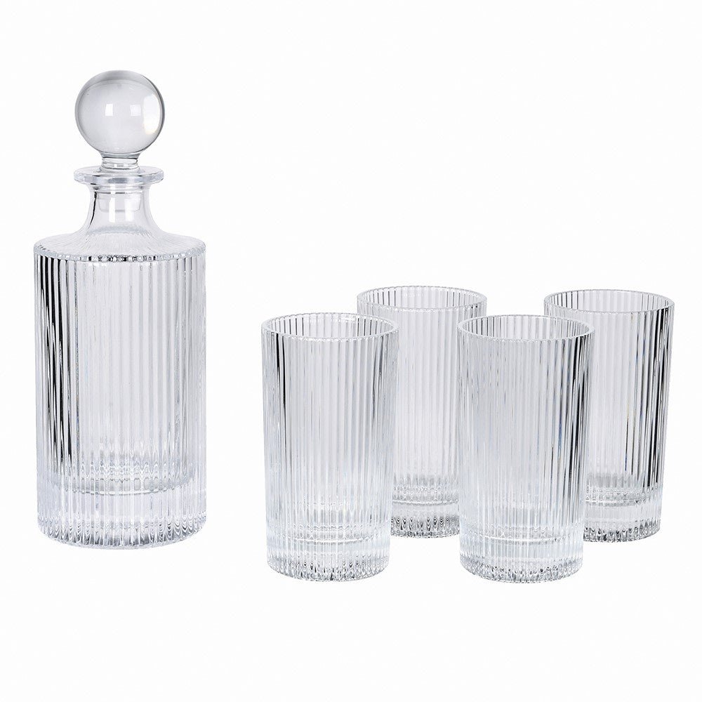 Ribbed Glass Decanter Set - Elegant and Functional