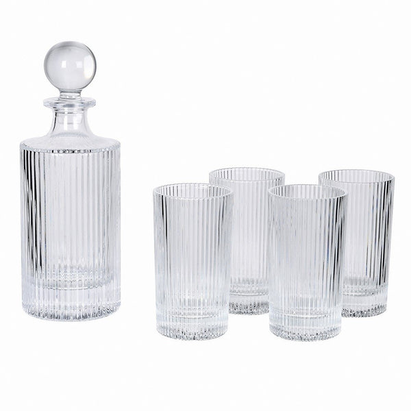 Ribbed Glass Decanter Set - Elegant and Functional