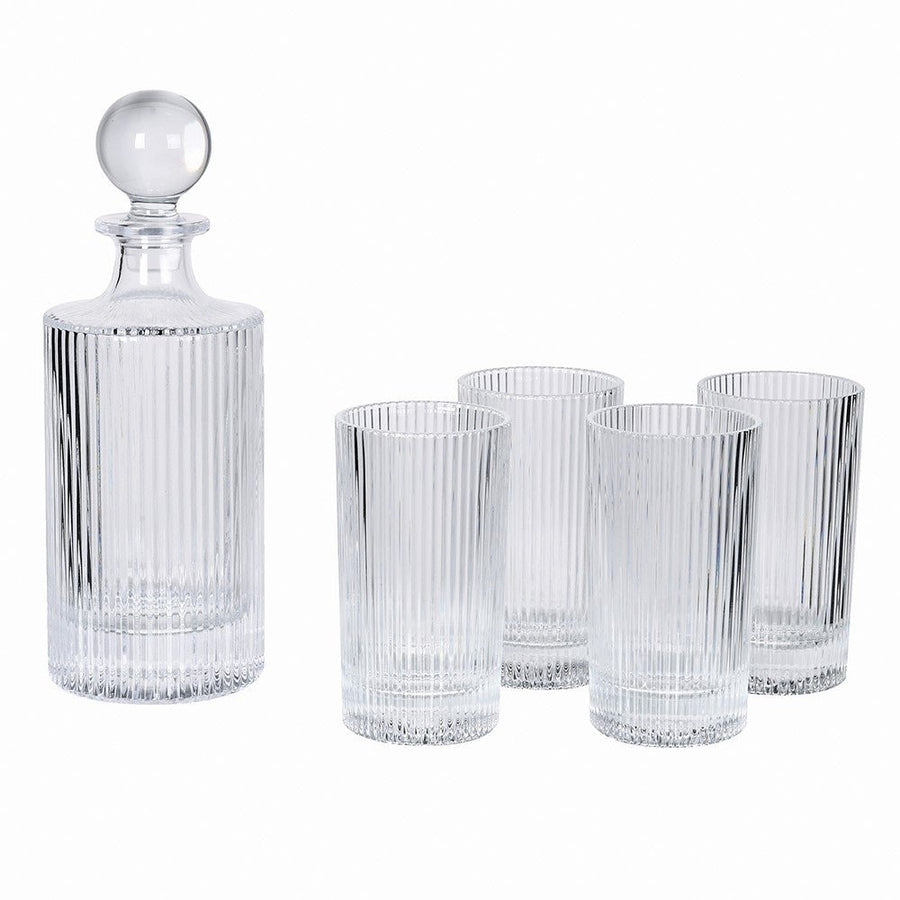 Ribbed Glass Decanter Set - Elegant and Functional