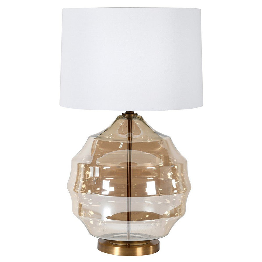 Ribbed Round Glass Table Lamp