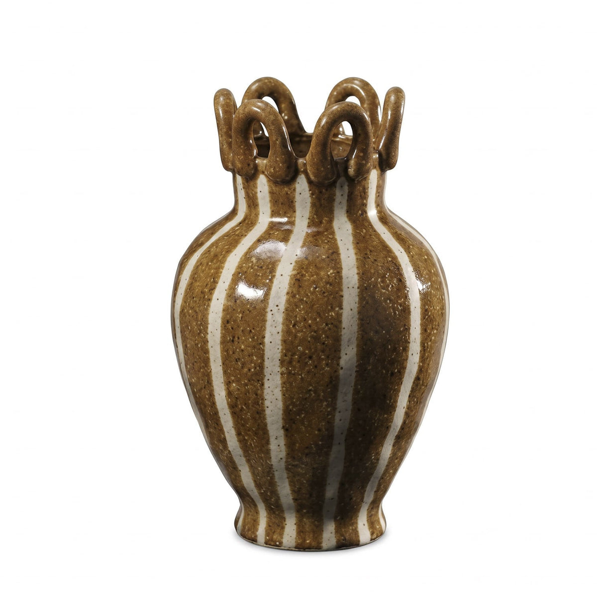 Ribbed Stoneware Vase, Mustard