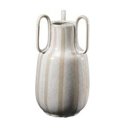 Ribbed Stoneware Vase, White