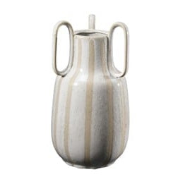 Ribbed Stoneware Vase, White