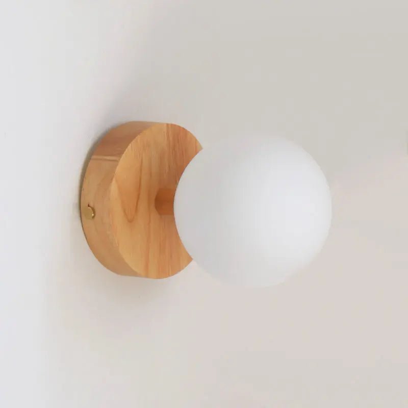 Richella Light Brown Wooden & Glass Wall Light | Rechargeable & Cordless - LUXONAS HOME