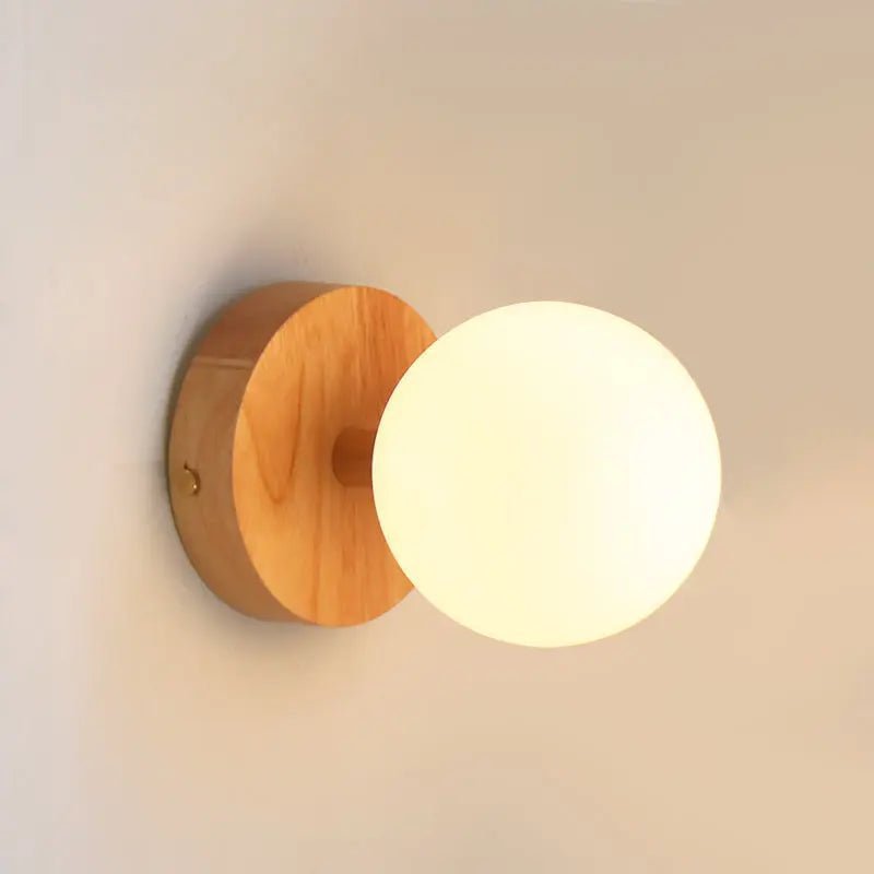 Richella Light Brown Wooden & Glass Wall Light | Rechargeable & Cordless - LUXONAS HOME