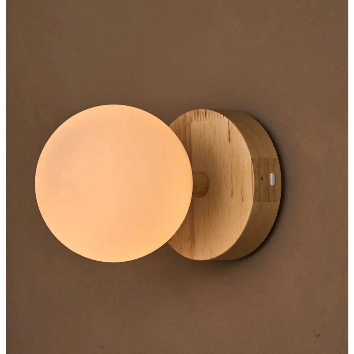 Richella Light Brown Wooden & Glass Wall Light | Rechargeable & Cordless - LUXONAS HOME