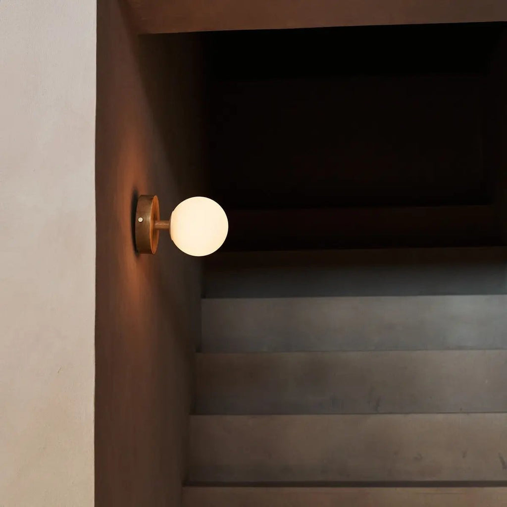 Richella Light Brown Wooden & Glass Wall Light | Rechargeable & Cordless - LUXONAS HOME