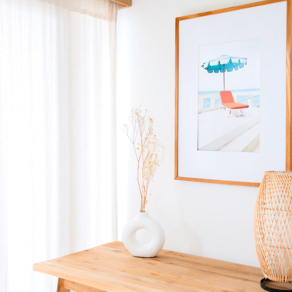 Ring - shaped White Vase – Handmade Clay Vase – Small Boho Vase for Dried Flowers – Decorative Windowsill, Shelf or Table Vase NUSA - LUXONAS HOME