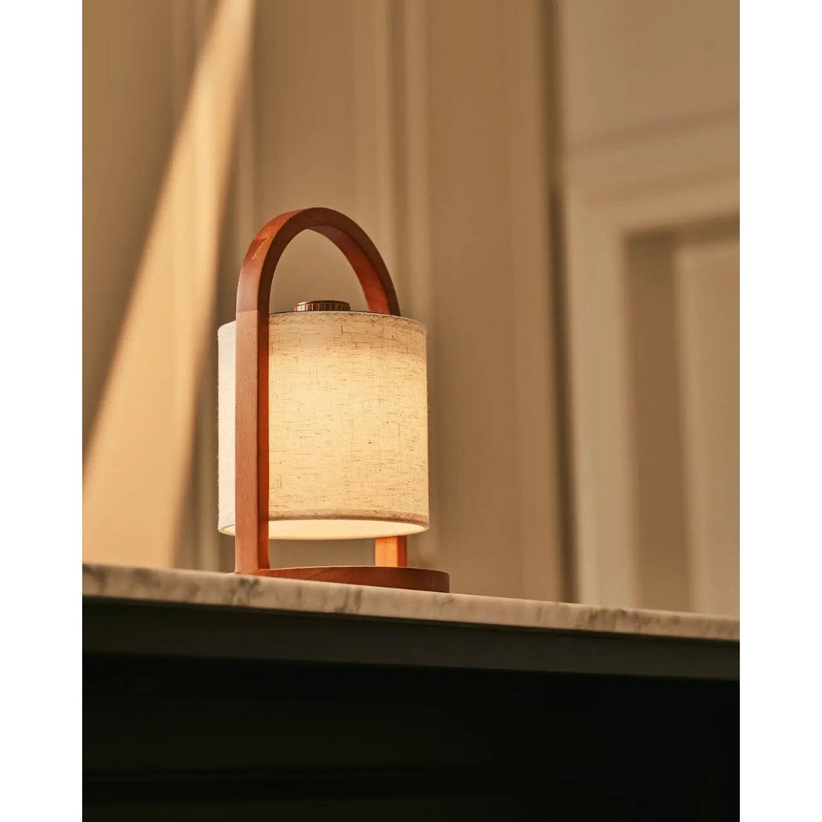 River Chestnut Brown Wooden Rechargeable Lamp | Linen Blend, Versatile & Up to 100 Hours of Battery Life - LUXONAS HOME
