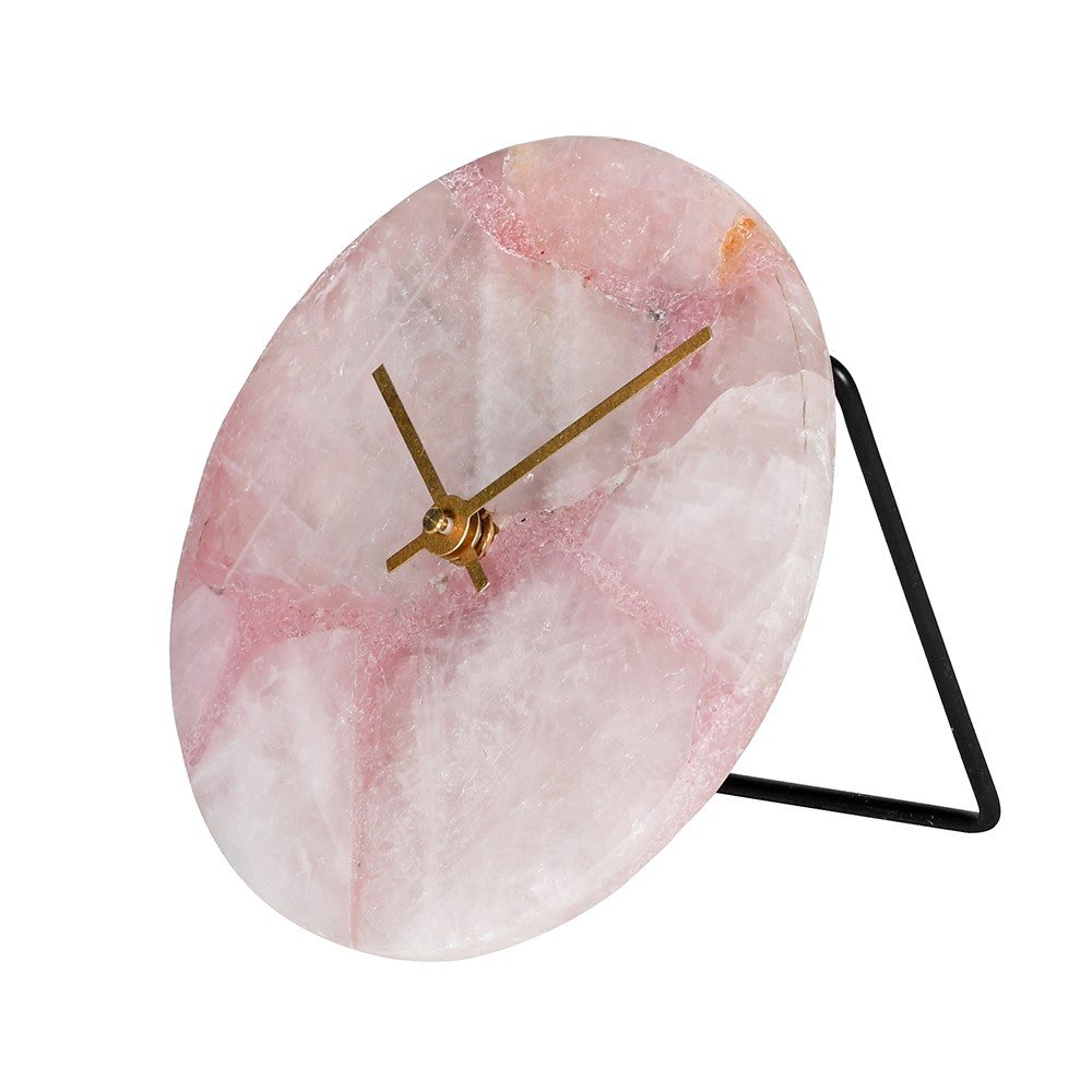 Rose Quartz Round Table Clock - Elegant Home Decor