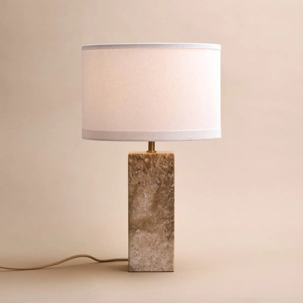 Rosie Travertine Lamp | Cotton Shade & Elegant Design - LUXONAS HOME