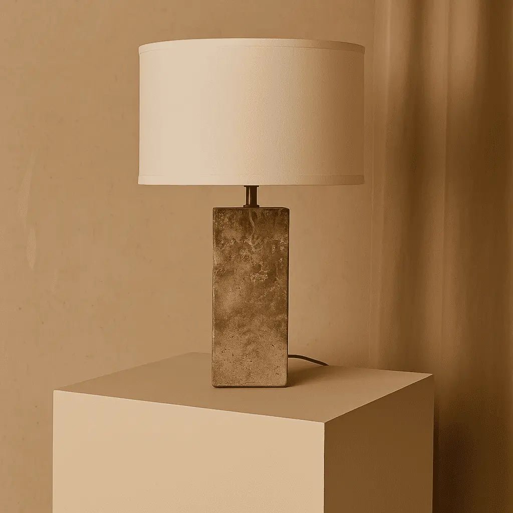 Rosie Travertine Lamp | Cotton Shade & Elegant Design - LUXONAS HOME