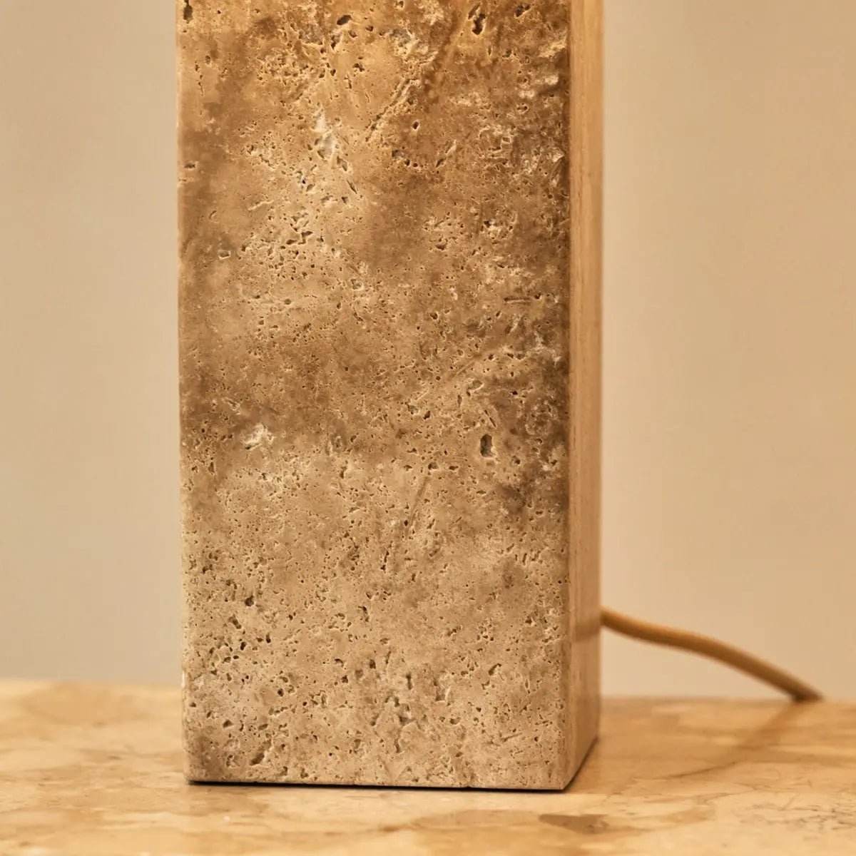 Rosie Travertine Lamp | Cotton Shade & Elegant Design - LUXONAS HOME