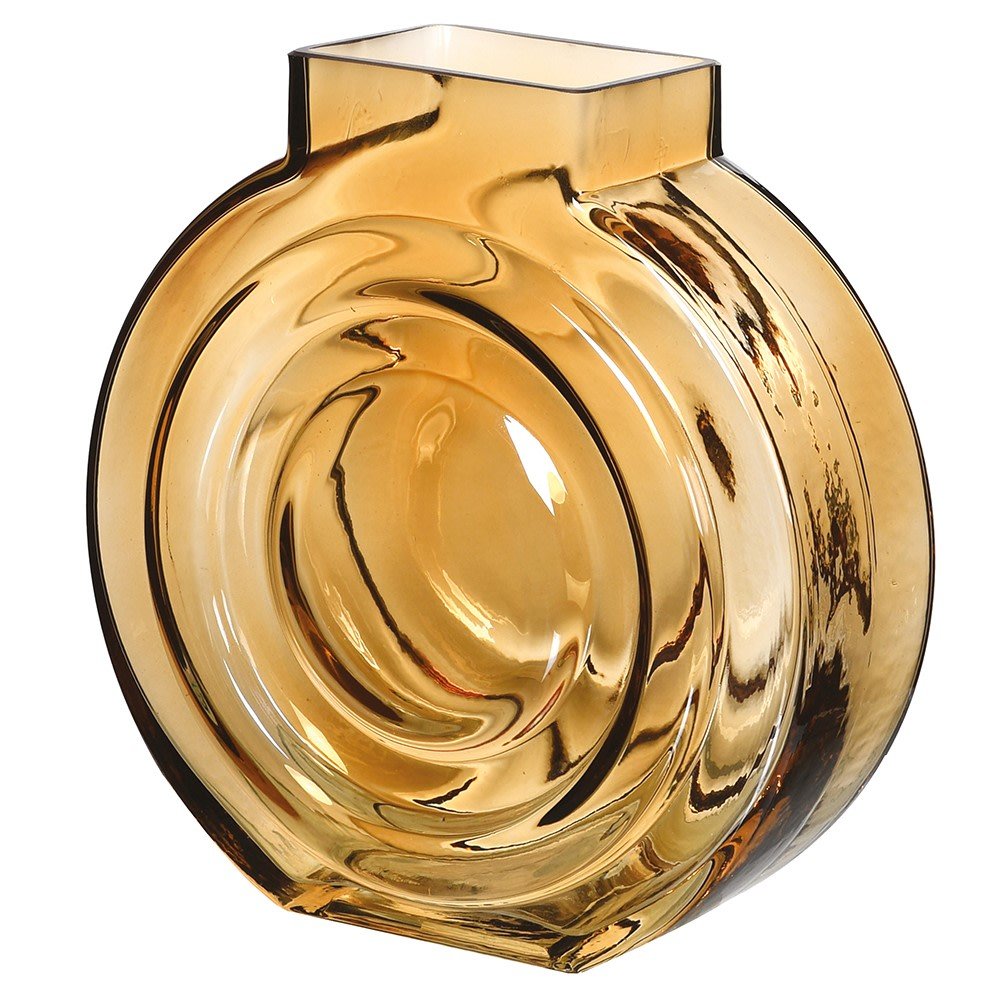 Round Amber Glass Vase - LUXONAS HOME