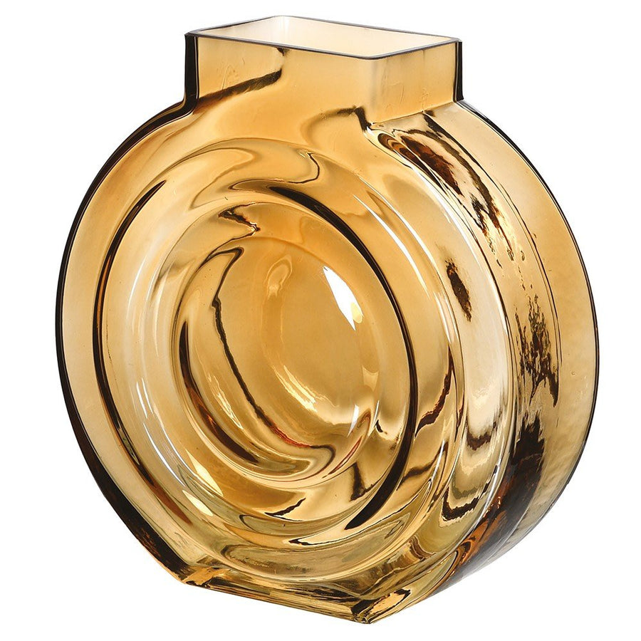 Round Amber Glass Vase
