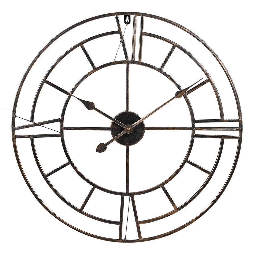 Round Antique Gold Roman Numerals Wall Clock - LUXONAS
