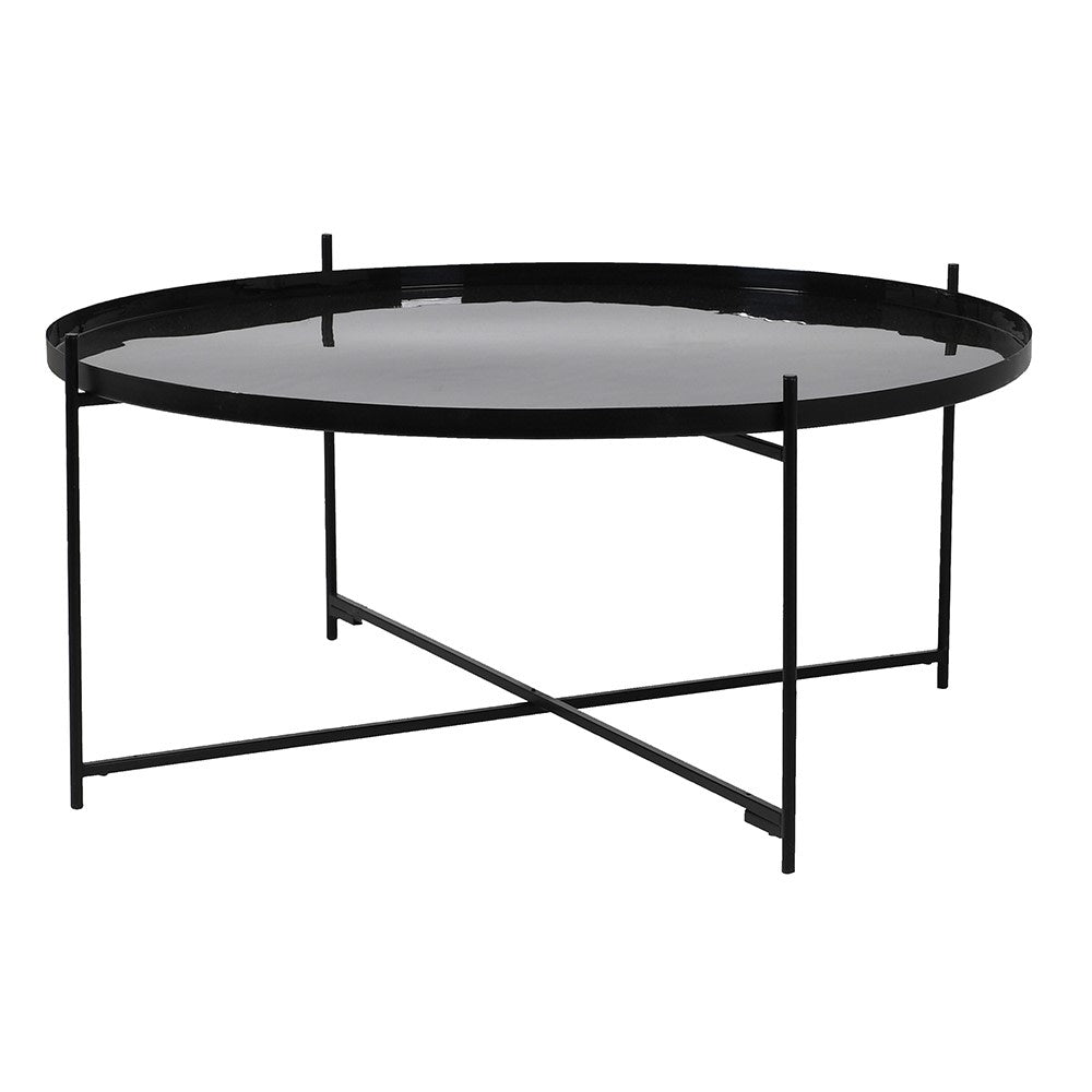 Round Black Enamel Coffee Table - Modern Elegance