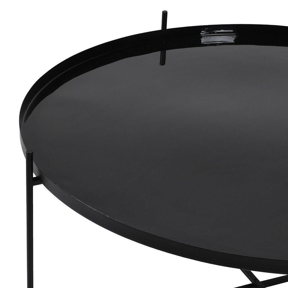 Round Black Enamel Coffee Table - Modern & Elegant Design - LUXONAS