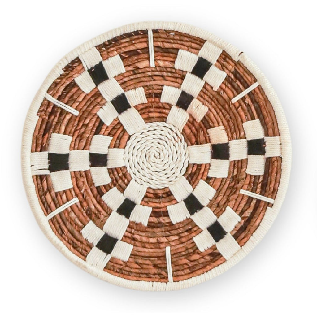 Round Boho Wall Basket or Flat Bowl TAMAN made of Banana Fibre (30 cm S / 40 cm M) - LUXONAS HOME