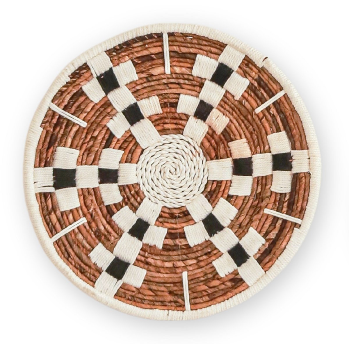 Round Boho Wall Basket or Flat Bowl TAMAN made of Banana Fibre (30 cm S / 40 cm M) - LUXONAS HOME