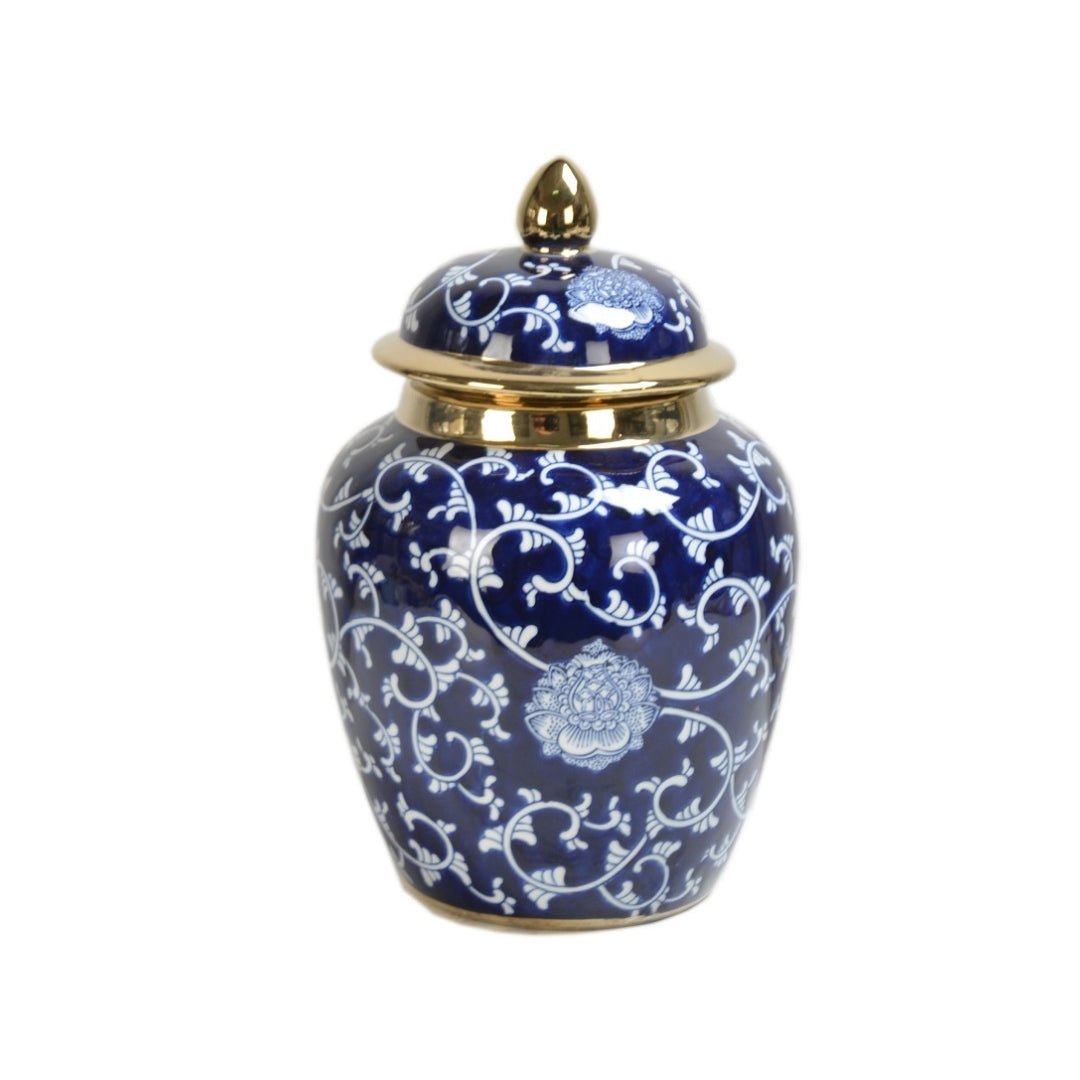 Round Curve Blue & Gold Jar - LUXONAS