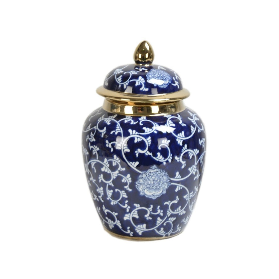 Round Curve Blue & Gold Jar