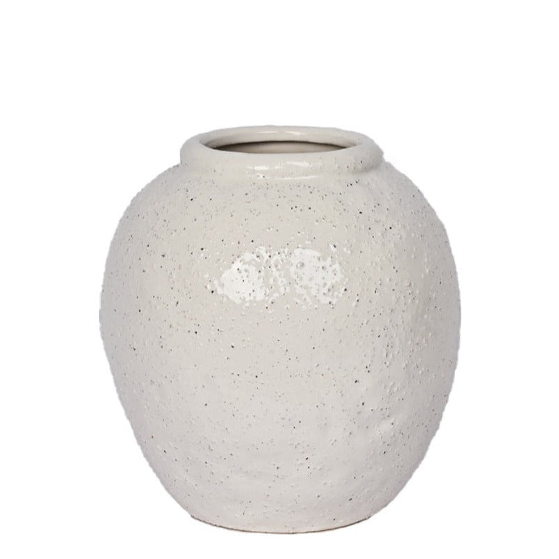 Round Ecru Stoneware Vase