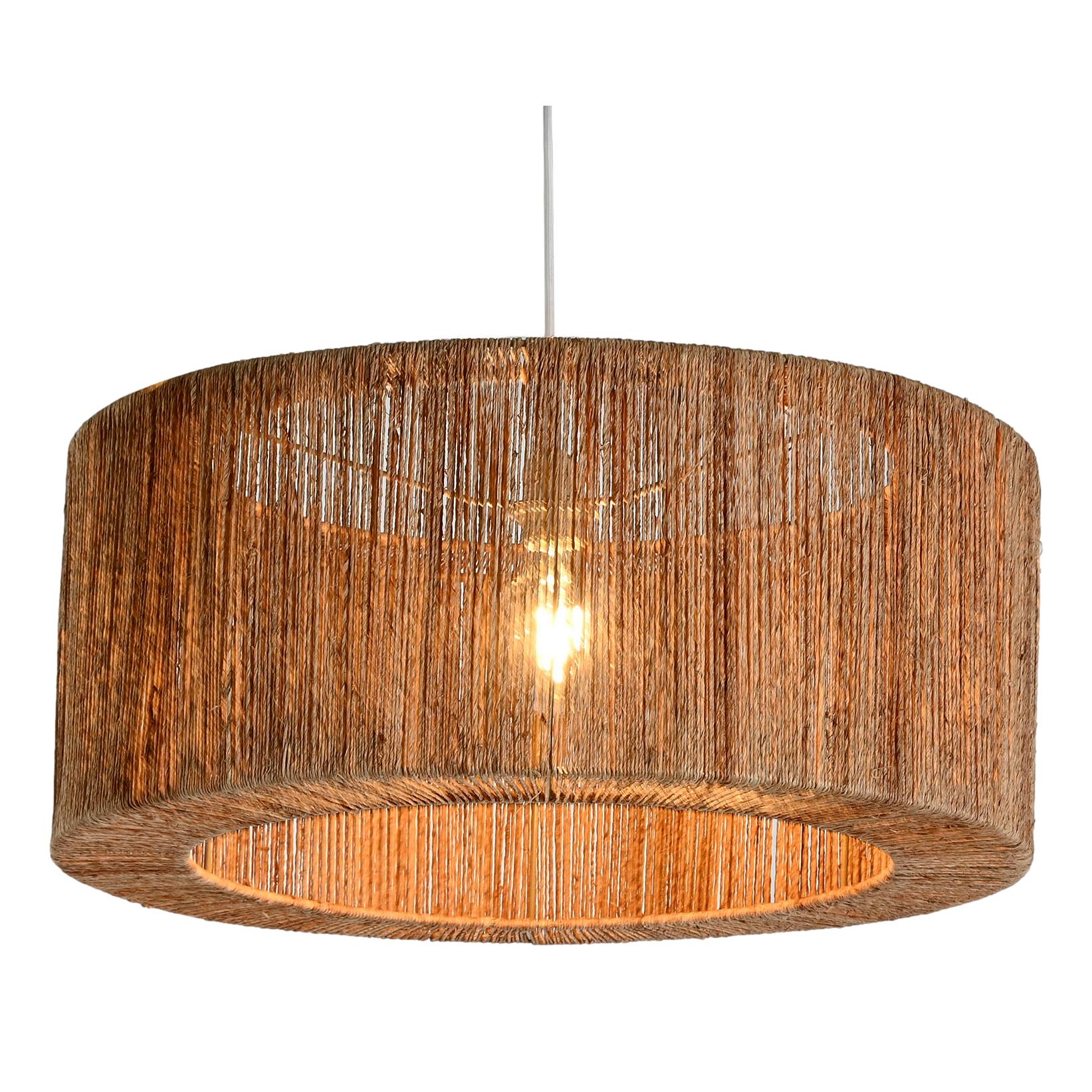 Round Flat Jute Pendant Lamp