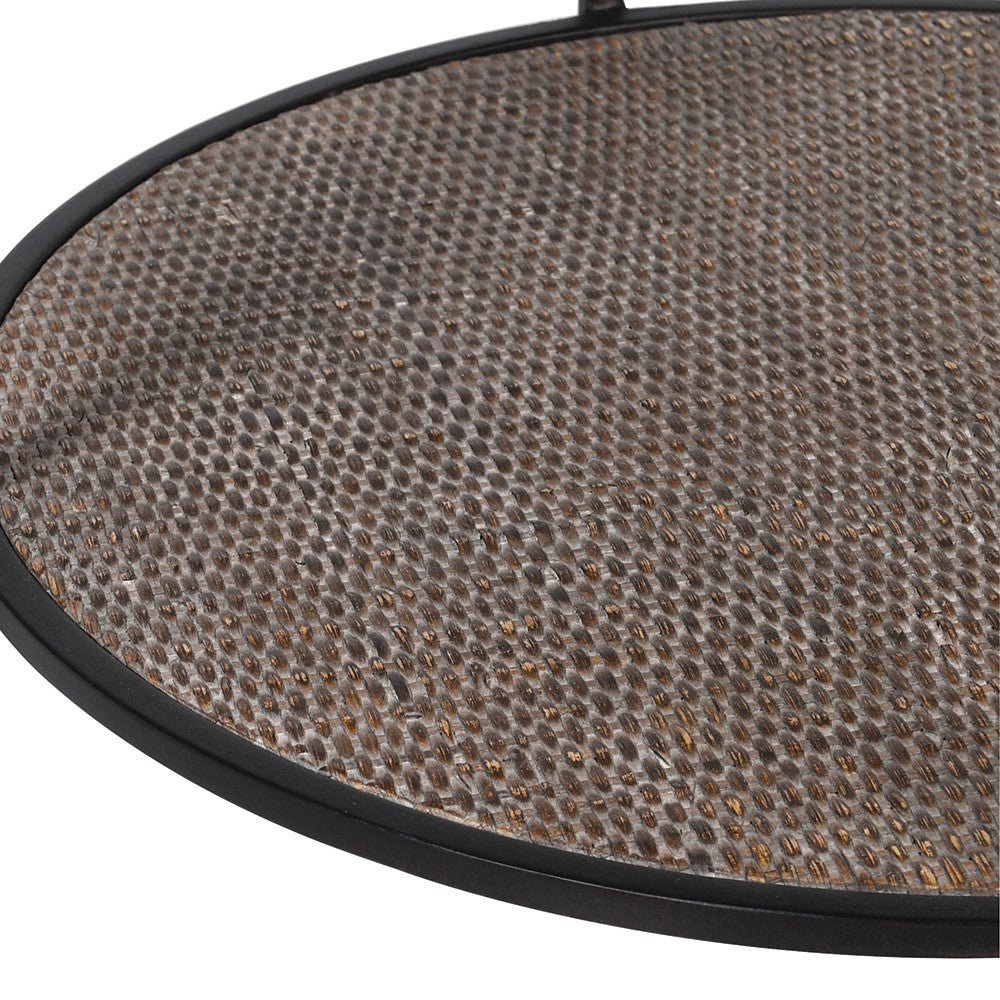 Round Glass Top Side Table with Rattan Shelf and Iron Frame - LUXONAS HOME