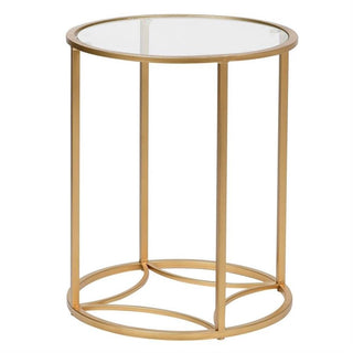 Elegant Round Gold Side Table with Glass Top