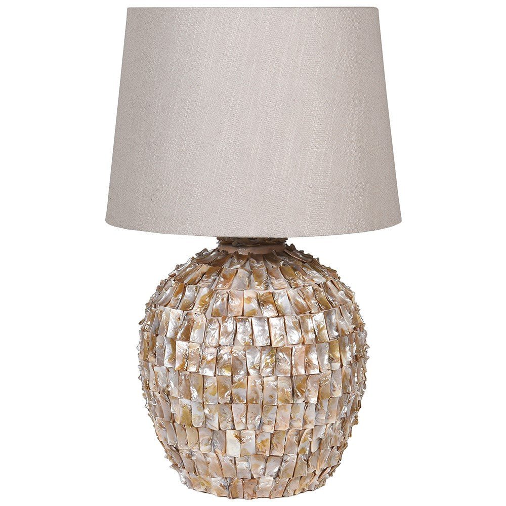 Round Mother of Pearl Effect Lamp