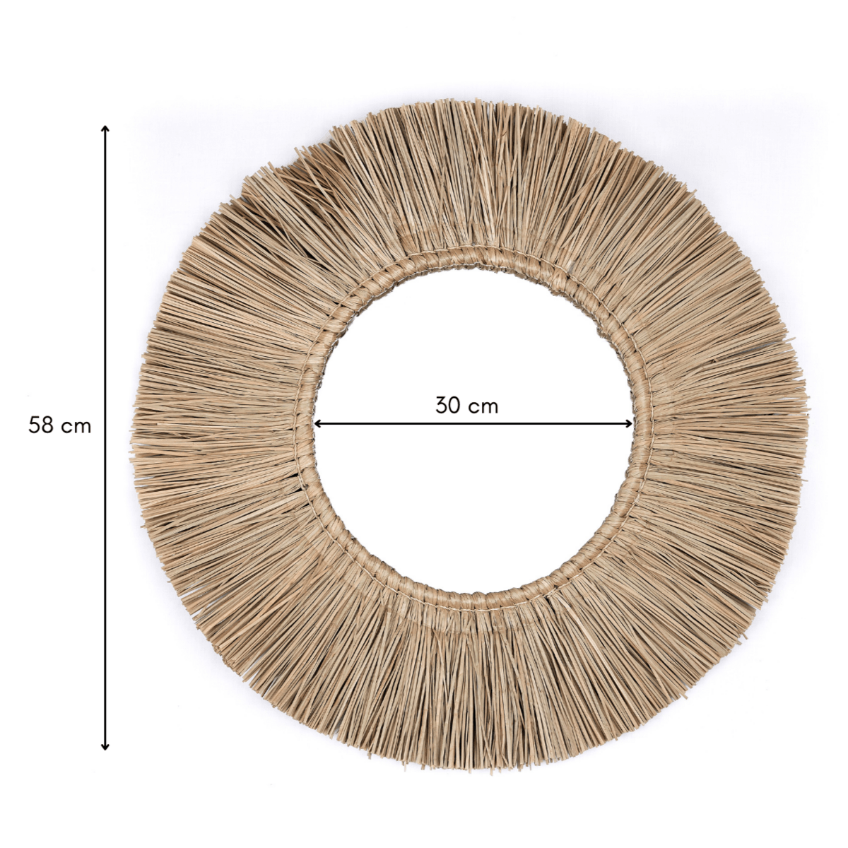 Round Seagrass Wall Mirror 60 cm Diameter RIMBA - LUXONAS HOME