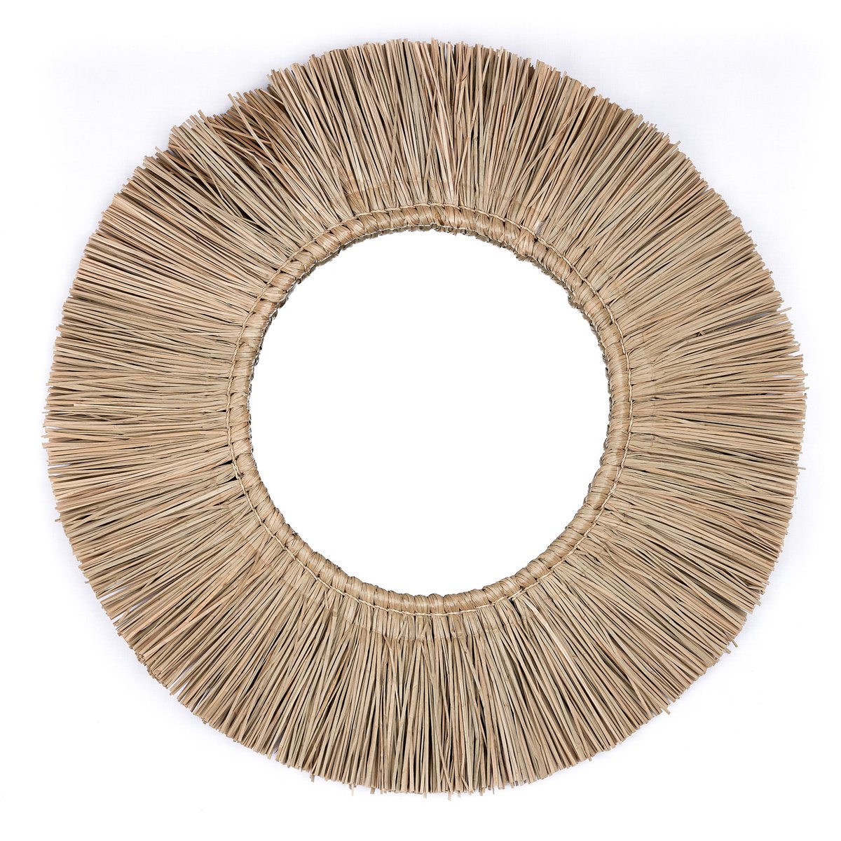 Round Seagrass Wall Mirror 60 cm Diameter RIMBA - LUXONAS HOME