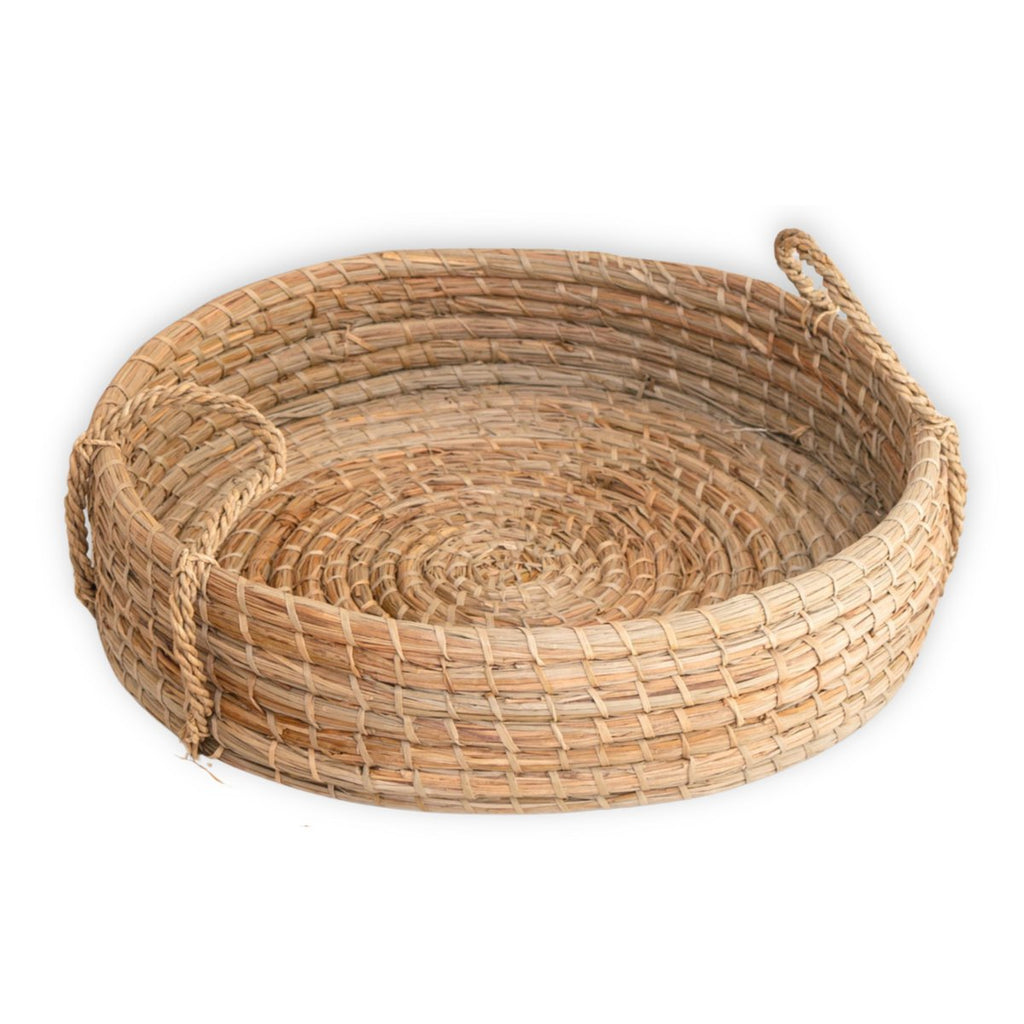 Round Tray Woven from Seagrass PINTU Decorative Serving Tray (2 sizes) - LUXONAS HOME