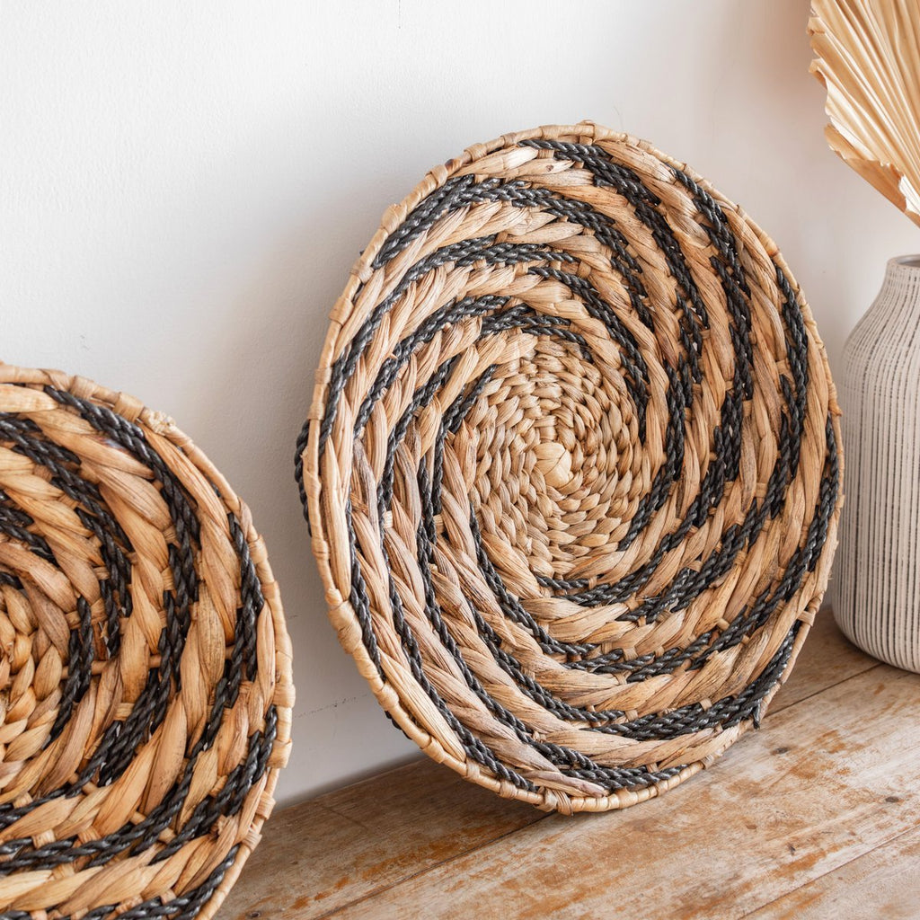 Round Wall Basket or Decorative Bowl BANDUNG made of Water Hyacinth (2 sizes) - LUXONAS HOME