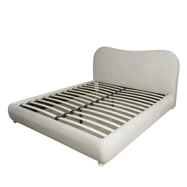 Rounded Beige Fabric Bed