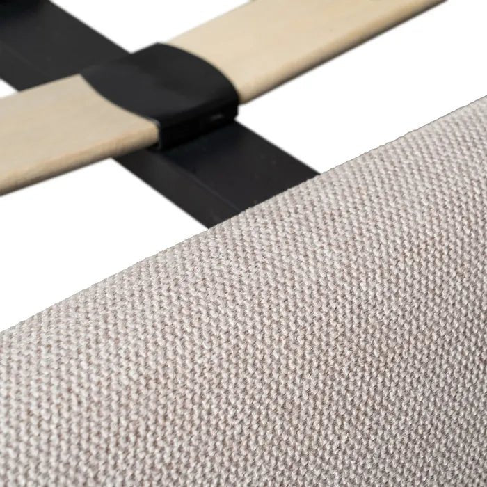 Rounded Beige Fabric Bed - LUXONAS