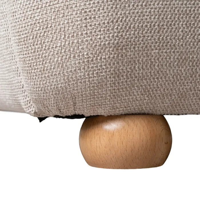 Rounded Beige Fabric Bed - LUXONAS