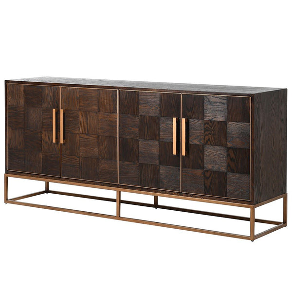 Rove Parquet Sideboard - Elegant Oak & Iron Design