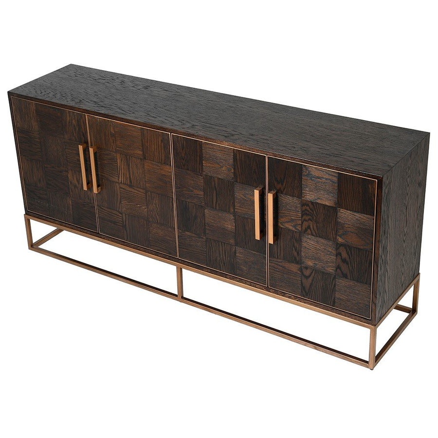 Rove Parquet Sideboard - Elegant Oak & Iron Design