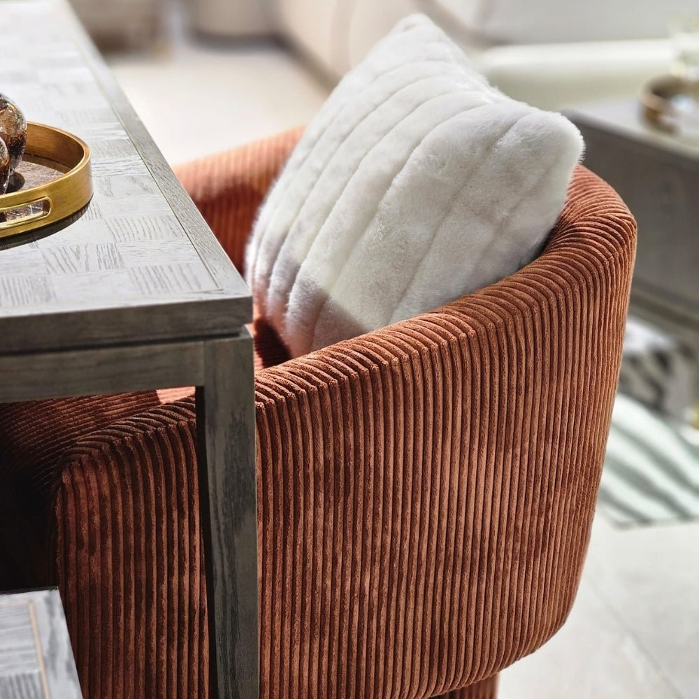 Rust Corduroy Accent Chair - LUXONAS HOME
