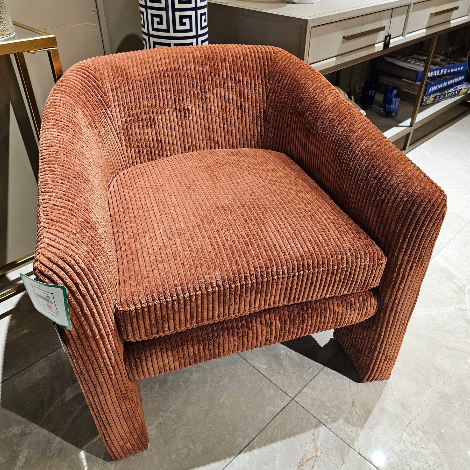 Rust Corduroy Accent Chair - LUXONAS