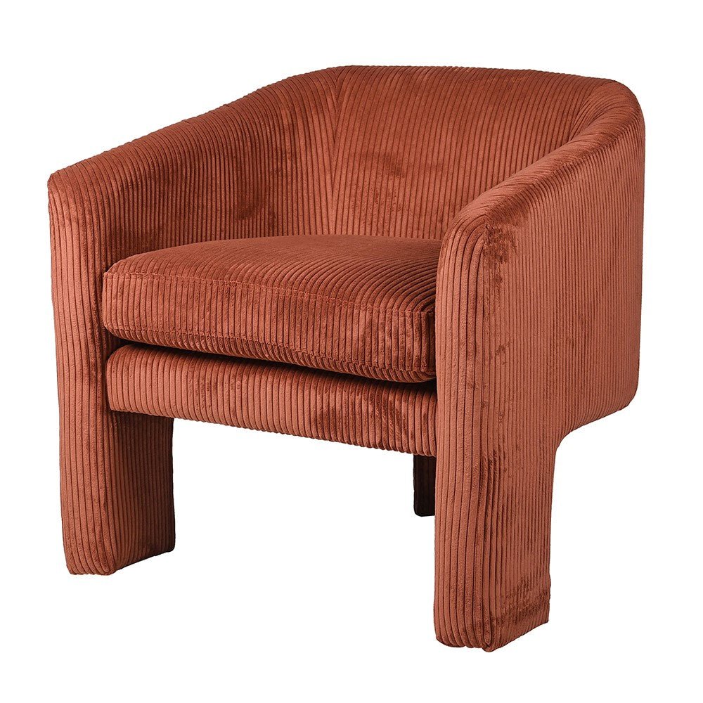 Rust Corduroy Accent Chair