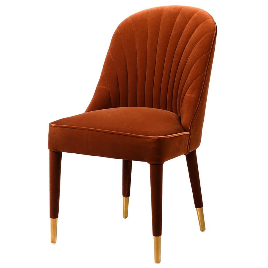 Rust Velvet Curve Back Chair - LUXONAS