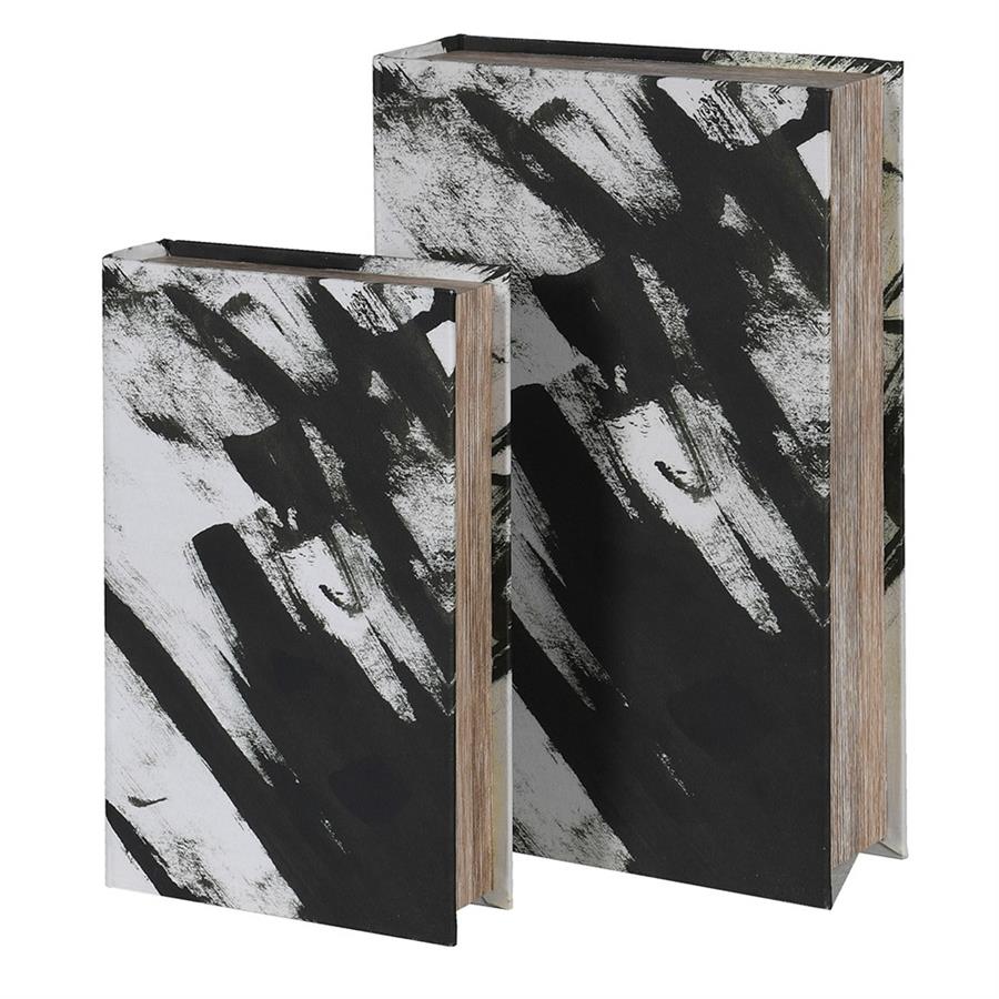 S/2 Black Brushed Book Boxes for Stylish Storage - LUXONAS