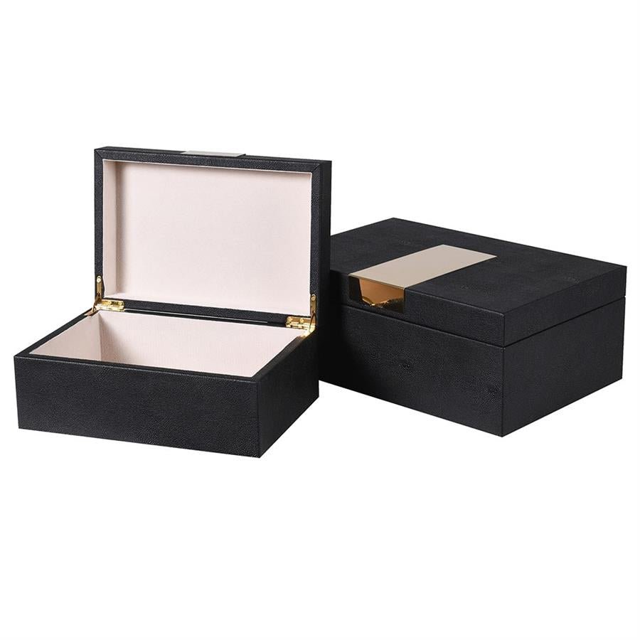S/2 Black & Gold Faux Boxes - LUXONAS