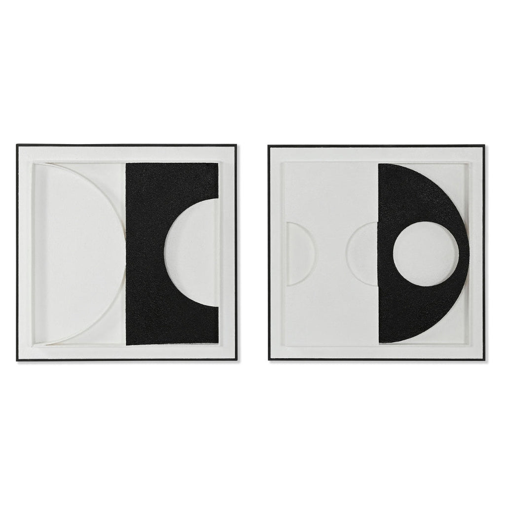 S/2 Black & White Framed Abstract Wall Art - LUXONAS