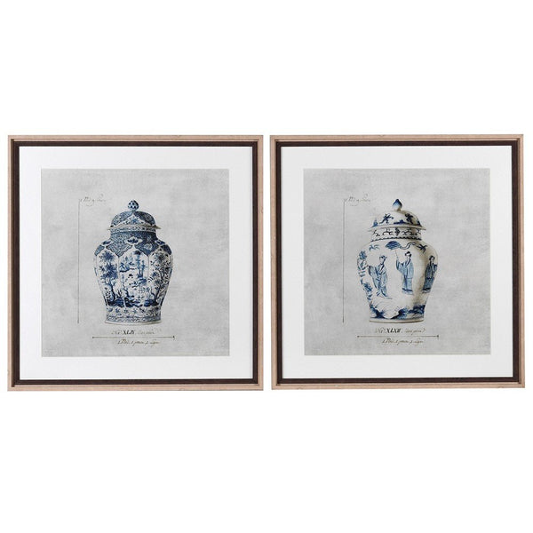 S/2 Chinoiserie Urn Picture - Elegant Wall Art